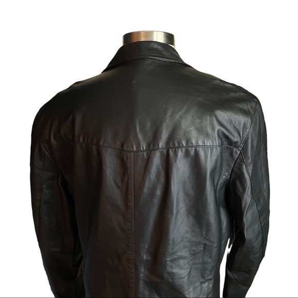 Unbranded Black 3-Button 100% Leather Sports Coat Suit Coat Men’s Euro 54 US 44R - Picture 4 of 11